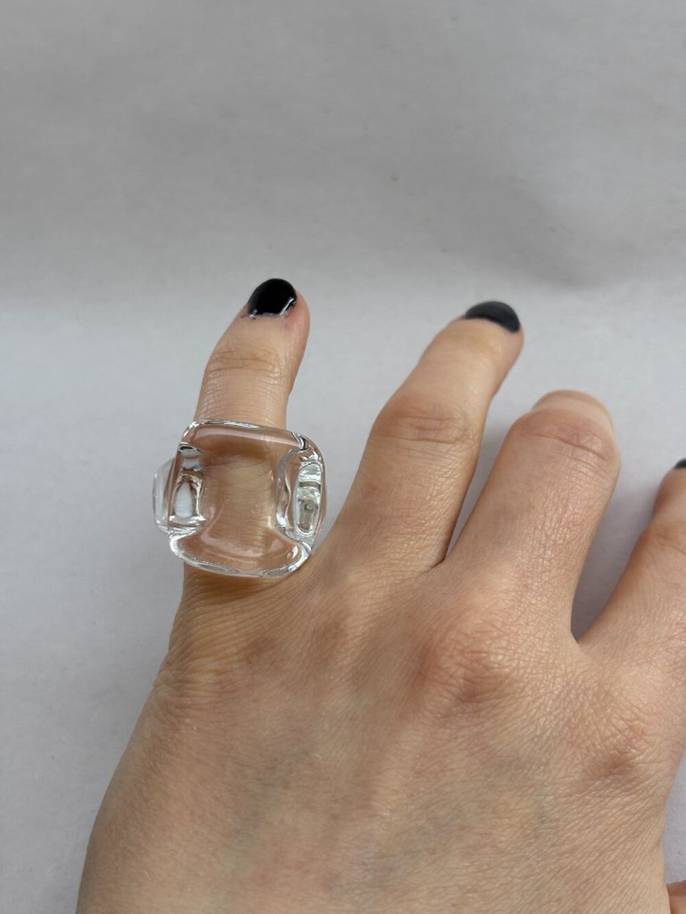 Clear Square Chunky Minimalist Resin Ring sz 3.5